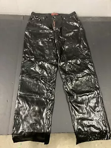 Vtg Epic Denim Women's leather  jeans Black! Crocodile Skin Style! (Size 34) L29 - Picture 1 of 9