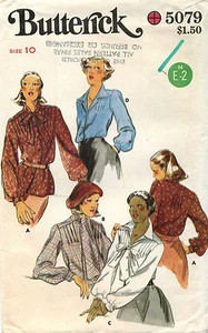 Blusas de colección Butterick Misses de 1970 patrón 5079 talla 10 sin cortar - Imagen 1 de 2