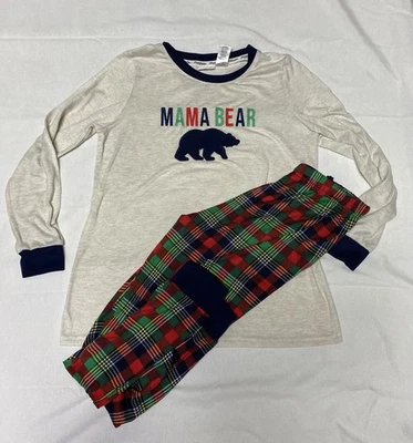 Dearfoams Acogedor Conjunto de Pijama Cómodo Navidad Mamá Oso Cuadros Mujer’s Talla Pequeña Foto 1 de 4