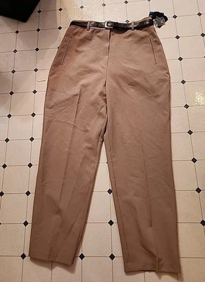 Pantalones de vestir Sag Harbor elásticos pequeños beige tostado para mujer talla 14 cinturón 32 X 28 Foto 1 de 4