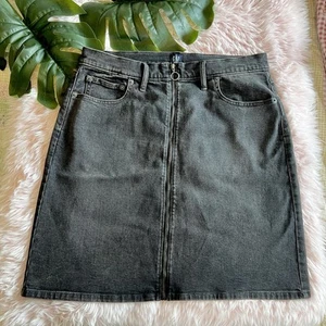 Gap Denim Grunge Black Zip Up Pencil Straight Knee Length Jean Skirt 12 31 Tall - Picture 1 of 11