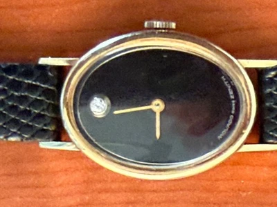 Reloj para dama vintage Movado Swiss Zenith oro 14k oblongo ónix esfera diamante Foto 1 de 4