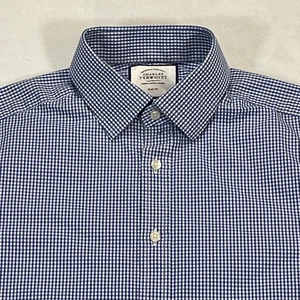 Charles Tyrwhitt camicia uomo 16,5 34 blu gingham check slim fit manica lunga - Foto 1 di 13