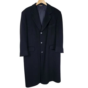 VTG 90s Brooks Brothers Black Wool & Cashmere Overcoat 44 Quiet Luxury Formal - Picture 1 of 12