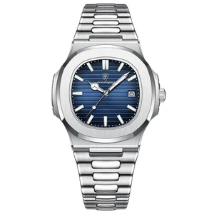 Luxury Square Men’s Watch Stainless Steel Quartz Waterproof - POEDAGAR - Picture 1 of 23