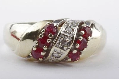 Ruby Diamond Ring 585 14kt Yellow Gold Size 54 17,2mm# Foto 1 de 4