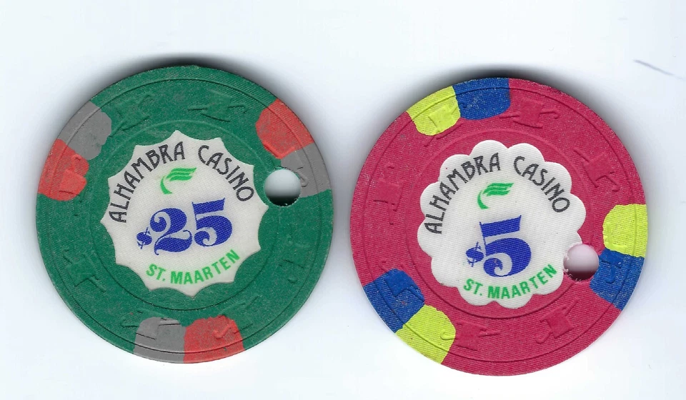 CASINO ST. MAARTEN ALHAMBR $25 Y $5,00 FICHAS (difícil de encontrar) Foto 1 de 2