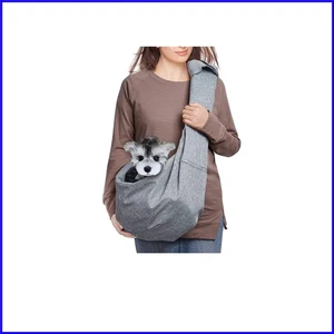 Compact Dog Cat Carrier Sling with Mesh Pocket for Travel - Grey, Fits 8-15 lbs - Picture 1 of 9