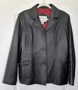 Parisian Works Damen schwarze Echtlederjacke Größe M gefüttert klassisch - Bild 1 von 10