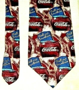 Coca-Cola Brand Mens Coke Glass Silk Neck Tie Multi-Color - Picture 1 of 4