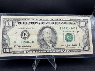 1993 $100 Federal Reserve Note B98814867B 💵 Old Franklin Bill Pre-Redesign - Image 1 of 2