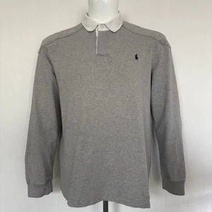 Polo Ralph Lauren Rugby Shirt Long Sleeve Custom Fit Grey XL (Might fit L) - Picture 1 of 10