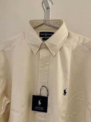 De Colección Años 00 Nuevo Con Etiquetas Ralph Lauren Polo Blake Pony Camisa Marfil Manga Larga L Chino Foto 1 de 4