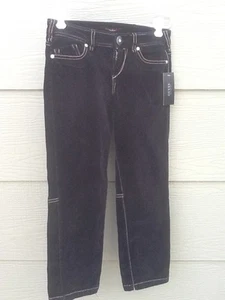GUESS Jeans Girl Sz 8 10 24W 22L Stretch Pants Black Velour Velvet NEW NWT - Picture 1 of 4