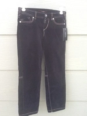 GUESS Jeans Girl Sz 8 10 24W 22L Stretch Pants Black Velour Velvet NEW NWT - Image 1 of 4