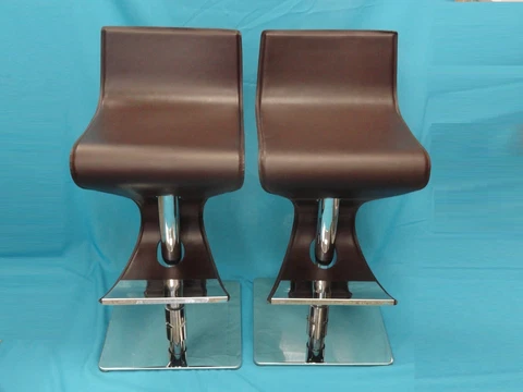 2x CHIC HIGH FASHION MODERN CHROME & HAND STITCHED ITALIAN LEATHER BAR STOOL Cover