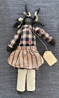 Vintage Primitive Rustic Handmade African American Folk Rag Doll Apron w/ Tag - Image 1 of 4