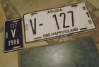 1988 Aruba License Plate One Happy Island Caribbean Low # V-127
