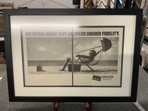 Vtg Maxell Blown Away Beach Large 2 Page Print Ad Original Framed - Picture 1 of 7