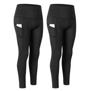 2pcs Women Yoga Pants with Pockets Quick Dry High Waist Workout D5T9 - Picture 1 of 9
