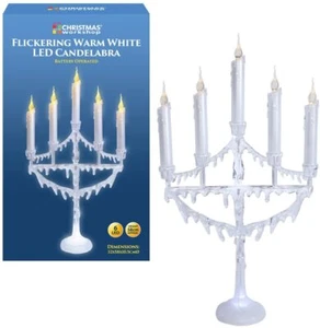 Battery Operated 5 Candle Flickering LED Candelabra Warm White Indoor - 89740 - Picture 1 of 5
