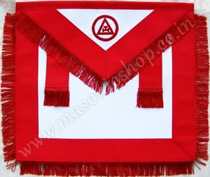 GREMBIULE ARIETE MEMBRO ARCO REALE MASSONICO CON FRANGIA RICAMATO A MANO (MA-447-V) - Foto 1 di 1