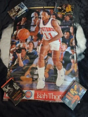 Vintage Detroit Pistons Poster Dennis Rodman Isiah Thomas Microwave Bad Boys  - Image 1 of 4