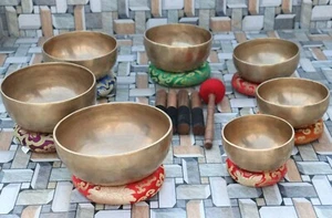 6 to 11 inch Dim singing bowl set, Handmade in Nepal, music therapy, meditation - Picture 1 of 8
