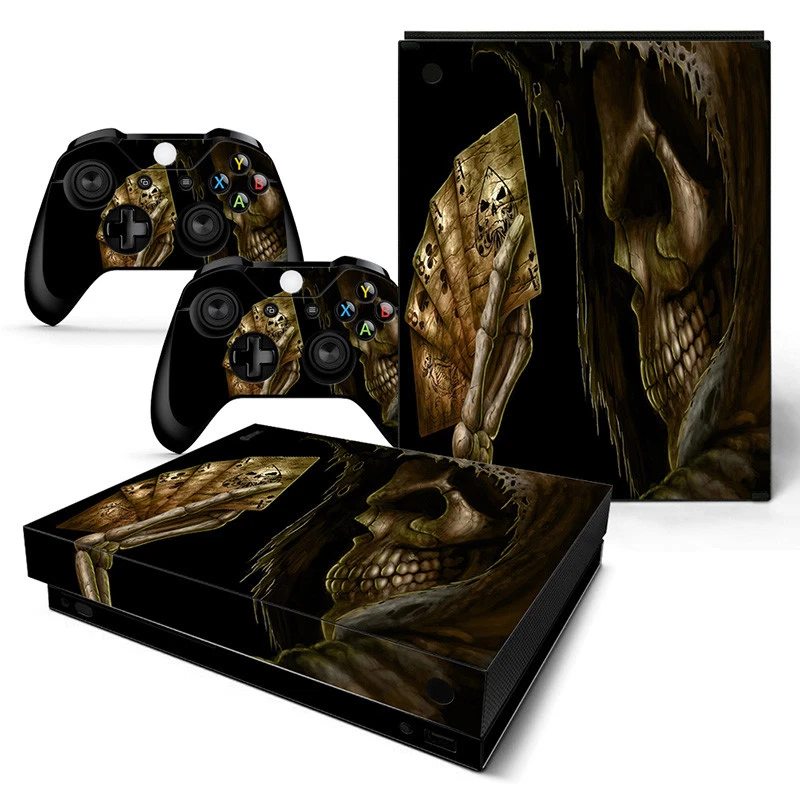 Xbox One X Skin Design Foils Sticker Screen Protector Set - Poker Skull Motif - Image 1 of 1