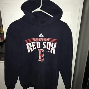 BOSTON RED SOX Hoodie Sweatshirt Women LARGE 14/16 ADIDAS Blue MLB Gear - Picture 1 of 6