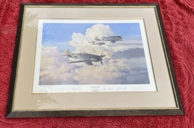 Gathering Storm by Robert Taylor art print signed by Fw190 Aces 1171/1250 Framed - Image 1 of 4