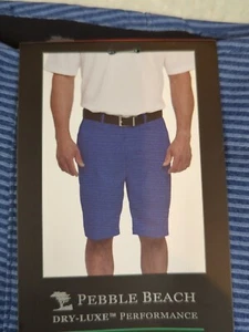 Pebble Beach Mens Dry Luxe Performance Flat Front Golf Shorts, Blue , Size 36 - Picture 1 of 5