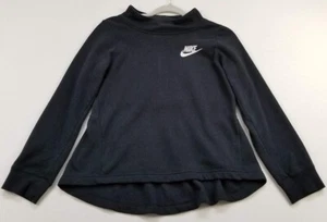 Nike Activewear Sweater Girl's Large L Black Long Sleeve Mock Neck Fleece Lined - Picture 1 of 9