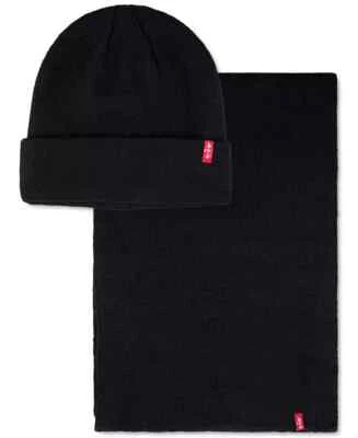 Levi's Gorro + Bufanda Conjunto de Regalo Negro Nuevo Con Etiquetas $55 Foto 1 de 4