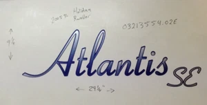 2PCS "ATLANTIS SE" LEGEND RV CAMPER DECAL BLUE/SILVER 29x9" HOLIDAY RAMBLER - Picture 1 of 3