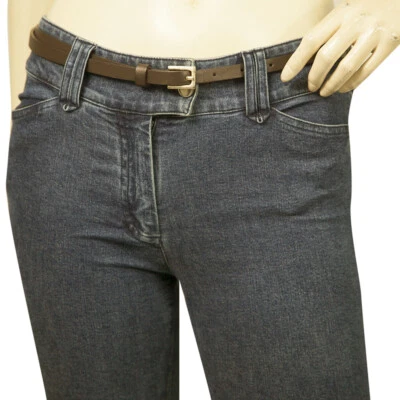 Cinturón de cuero delgado con hebilla tono dorado marrón DSquared2 para mujer talla M Foto 1 de 4