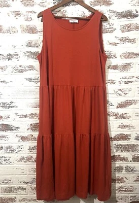 Zenana Midi платье ярусный Cottagecore без рукавов оранжевый размер 2 X  - Изображение 1 из 4