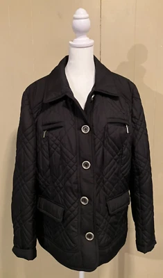 CHARTER CLUB Black Polyester Quilted Button Long Up Sleeve Jacket XL - Image 1 of 4