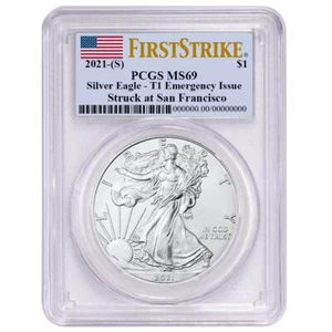 2021 (S) $1 American Silver Eagle PCGS MS69 Emergency Issue FS Flag Label - Picture 1 of 2