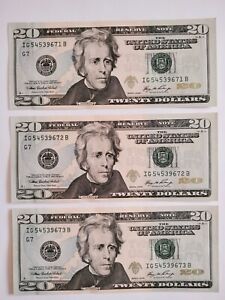 Usa 20 Dollari mai circolati perfetti, banconote consecutive 