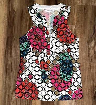 Trina Turk женщин 4 бак цветной хлопок модальная блузка без рукавов Топ - Изображение 1 из 4