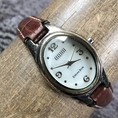 Ecclissi Women 22690 Dress Brown Leather Oval Quartz Analog 24mm Watch 6 3/4" - Image 1 of 4