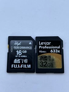 Lexar Professional 32gb Sd Card And Fujifilm High Performance 16GB Sd Card - Picture 1 of 2