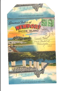 NEWPORT RHODE ISLAND Postcard FOLDER RI Naval War College 18 Pics Linen 1947 - Picture 1 of 2