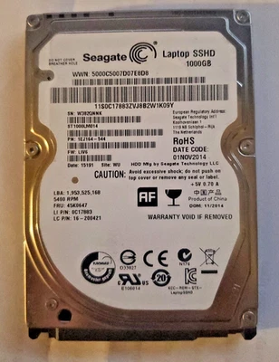 Seagate ST1000LM014 1TB Internal Hybrid Hard Drive SSHD W77 1EJ164 HPDA - Image 1 of 2
