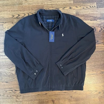 Винтажный Polo Ralph Lauren куртка мужчин большой черный Harrington Bomber клетку с подкладкой новый - Изображение 1 из 4