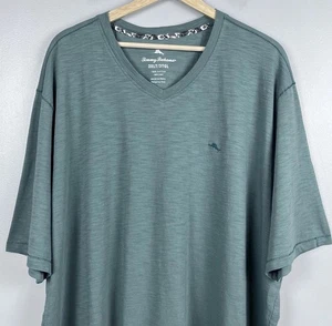 Tommy Bahama Herren 100 % Baumwolle meliert grün V-Ausschnitt T-Shirt Größe 3XLT; Strand - Bild 1 von 10