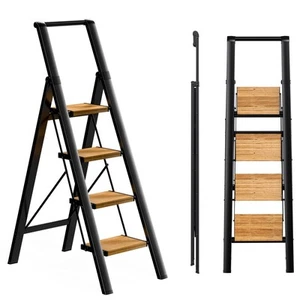 Step Ladder 4 Step Folding Stool with Anti-Slip Widened Sturdy Pedal and Hand... - Picture 1 of 6