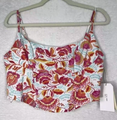 Midnight Sky укороченный верхний размер XL цветочный пейсли льняной корсет носовой платок новый с Ярлыками - Изображение 1 из 4