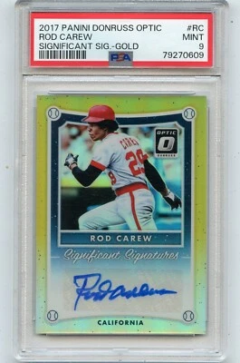 2017 DONRUSS OPTIC #SIG-RC ROD CAREW AUTOGRAPH "GOLD" #1/5, ANGELS, HOF - PSA 9 - Image 1 of 2